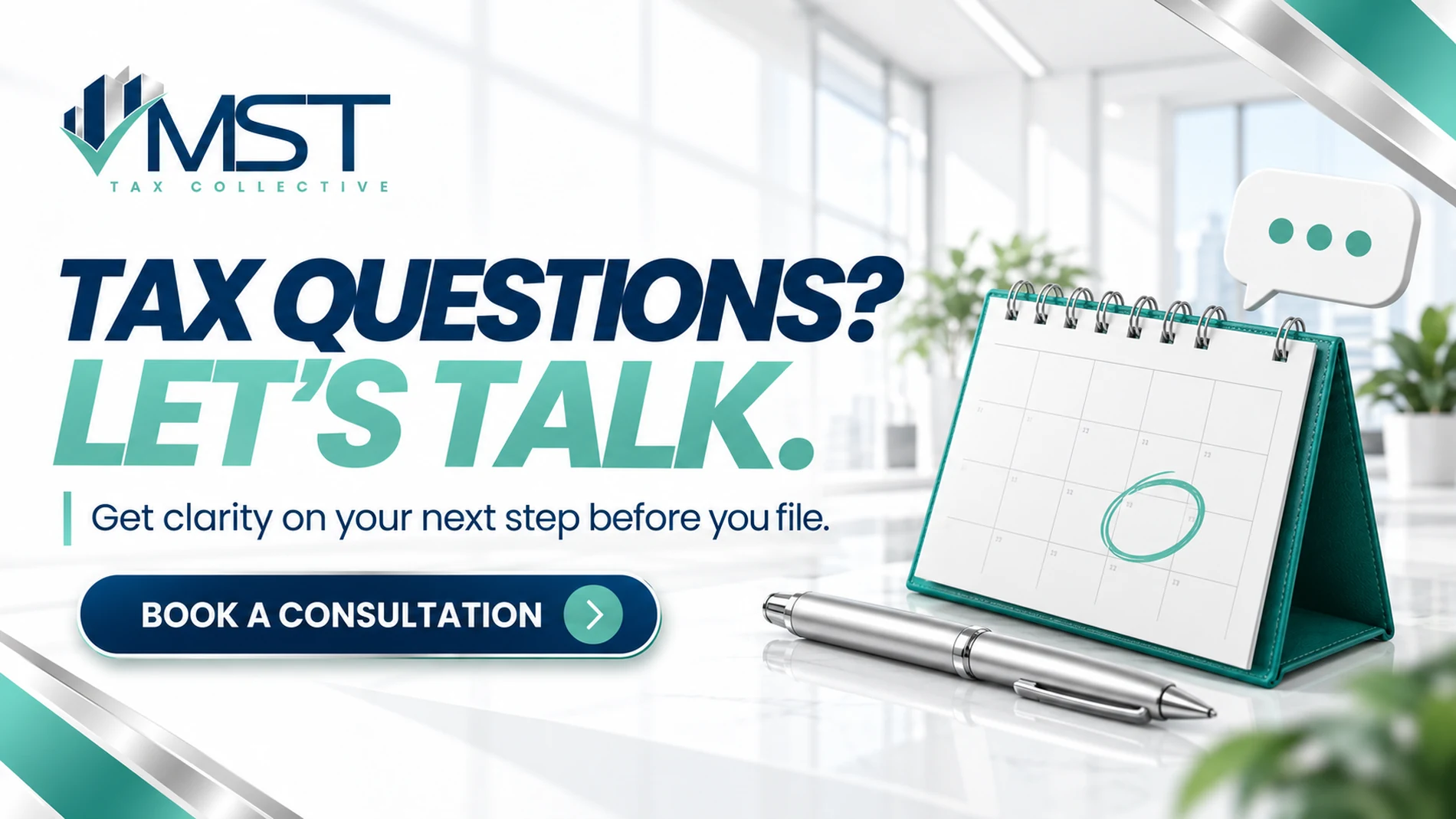 Tax questions? Let's talk. Get clarity on your next step before you file.